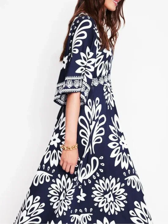 Boden Blue Maya Kimono Jersey Maxi Dress Size 6 - Picture 3 of 4